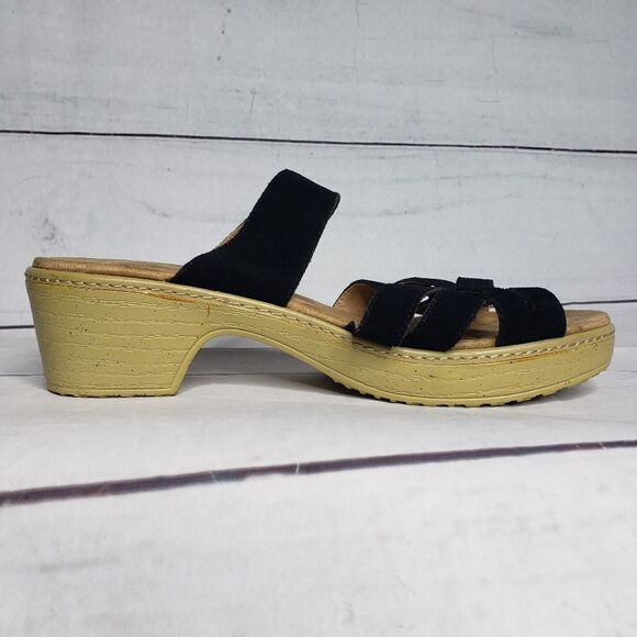 Land's End sandal 8 b black faux cork shoe - Picture 4 of 8